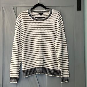 J. Crew Lightweight White & Navy Striped Sweater, 2X